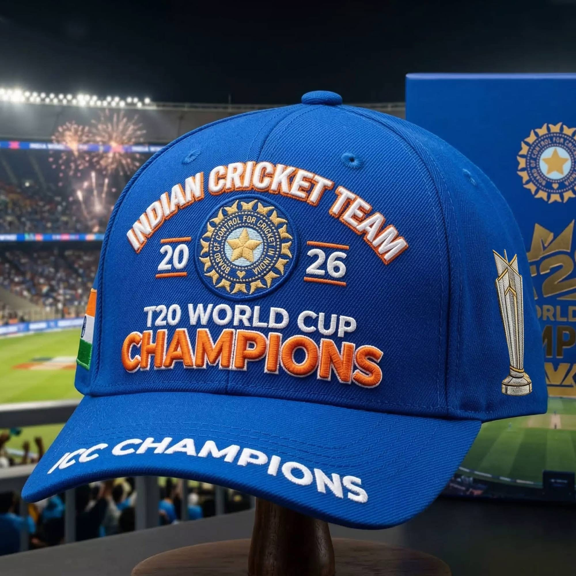 India Cricket Team Hat 2026 T20 World Cup Champions Baseball Cap ICC Champions Merch