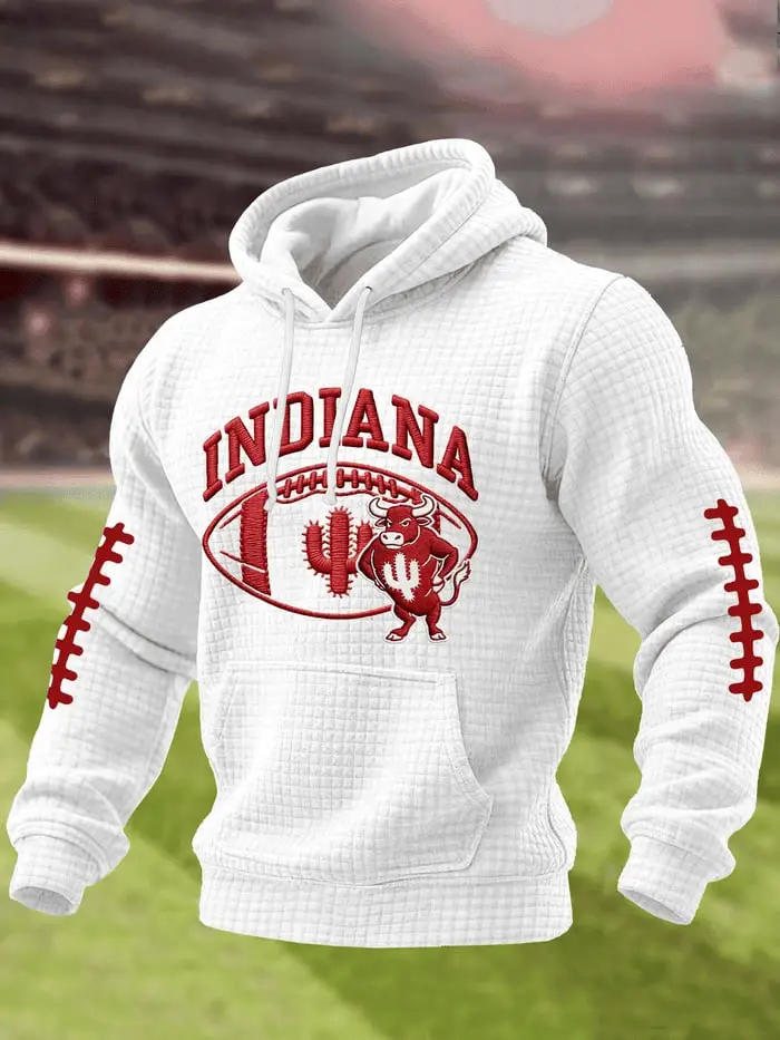 Indiana Football Merch Hoodie Print Waffle Hossiers Pride IU Gift for Men