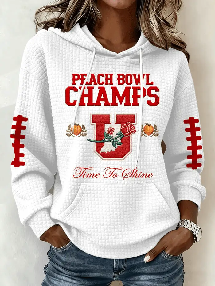 Indiana Football Merch Indiana 2026 Peach Bowl Hoodie Print Waffle Gift for Women