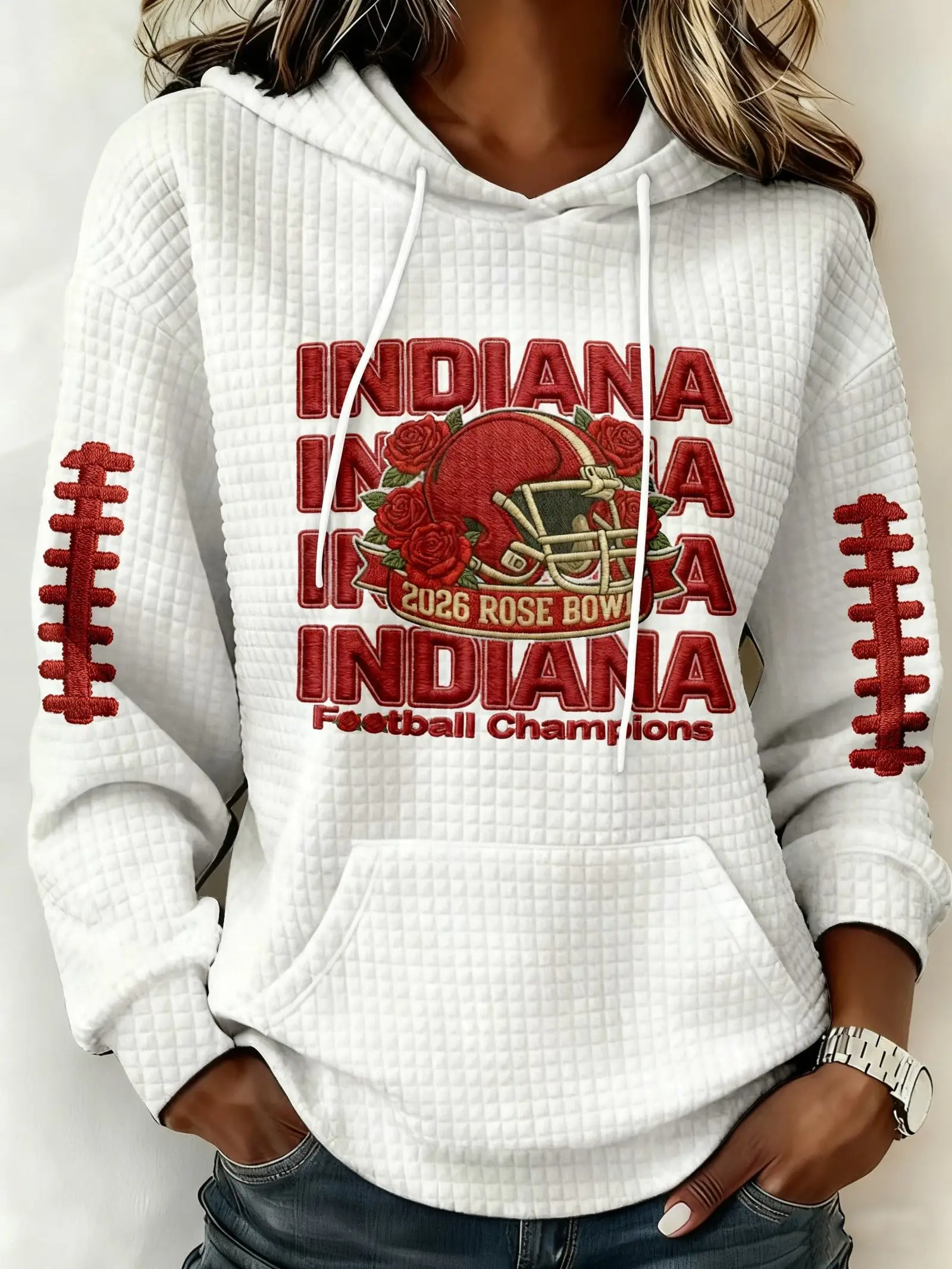 Indiana Hoosiers Football Champions Hoodie 2026 Rose Bowl Indiana Hoosiers Merch For Her