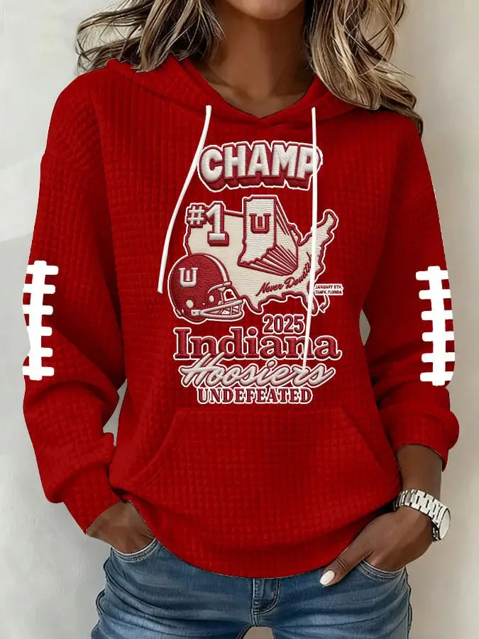 Indiana Hoosiers Hoodie Champ 2025 Indiana Hoosiers Undefeated Gift For Fans
