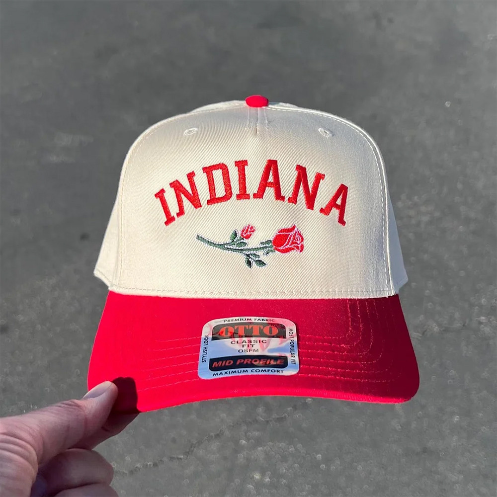 Indiana Rose Hat Game Day Football Cap Indiana Hoosier Gift For Football Enthusiasts Indiana Rose Hat Game Day Football Cap Indiana Hoosier Gift For Football Enthusiasts - Image 1