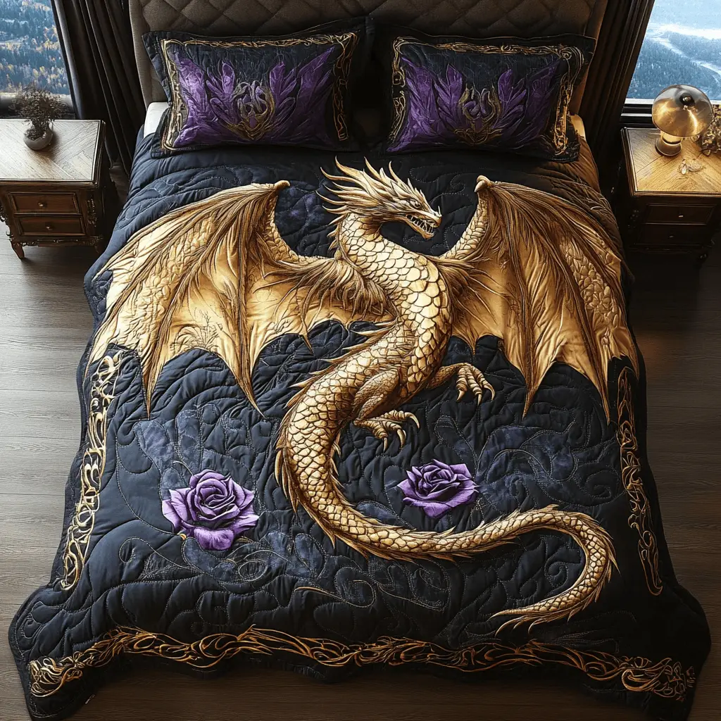 Infernal Wing Quilted Bedding Set Best Comforter Sets Dragon Gifts For Him Infernal Wing Quilted Bedding Set Best Comforter Sets Dragon Gifts For Him - Image 1