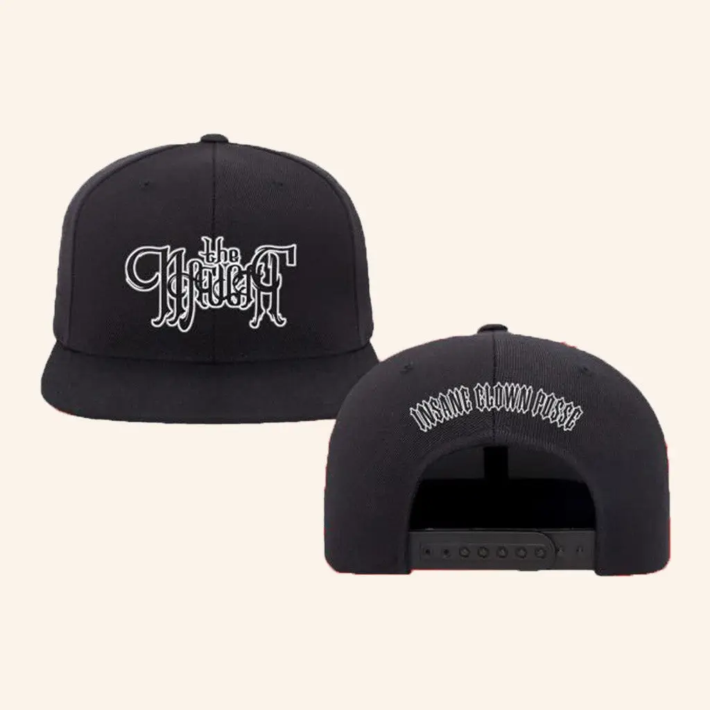 Insane Clown Posse Merch Naught Text Black Flatbill Snapback Hat Black Embroidered -WearandDecor