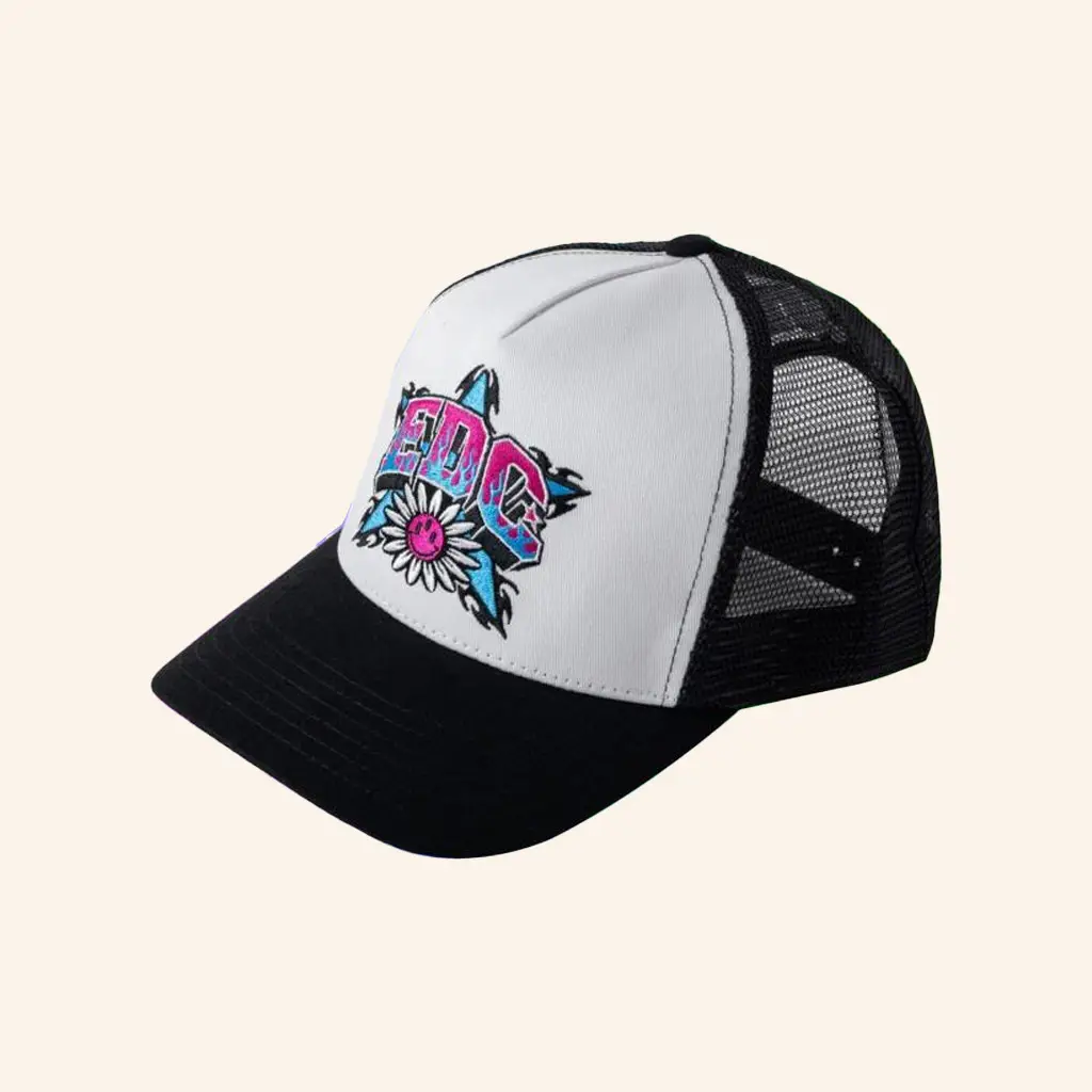 Insomniac Merch Embroidered Edc Daisy Flame Trucker Hat Husband Christmas Gift Ideas -WearandDecor