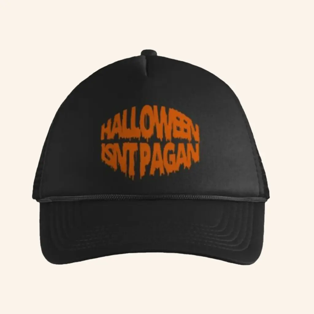 Inspiring Philosophy Merch Halloween Is Not Pagan Trucker Hat Gift Ideas For Sister -WearandDecor