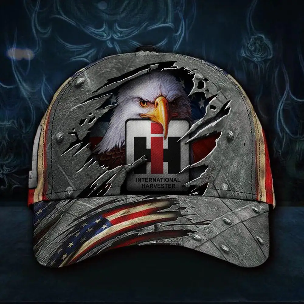 International Harvester Cap Logo American Flag Hat Vintage Patriotic Mens Gift