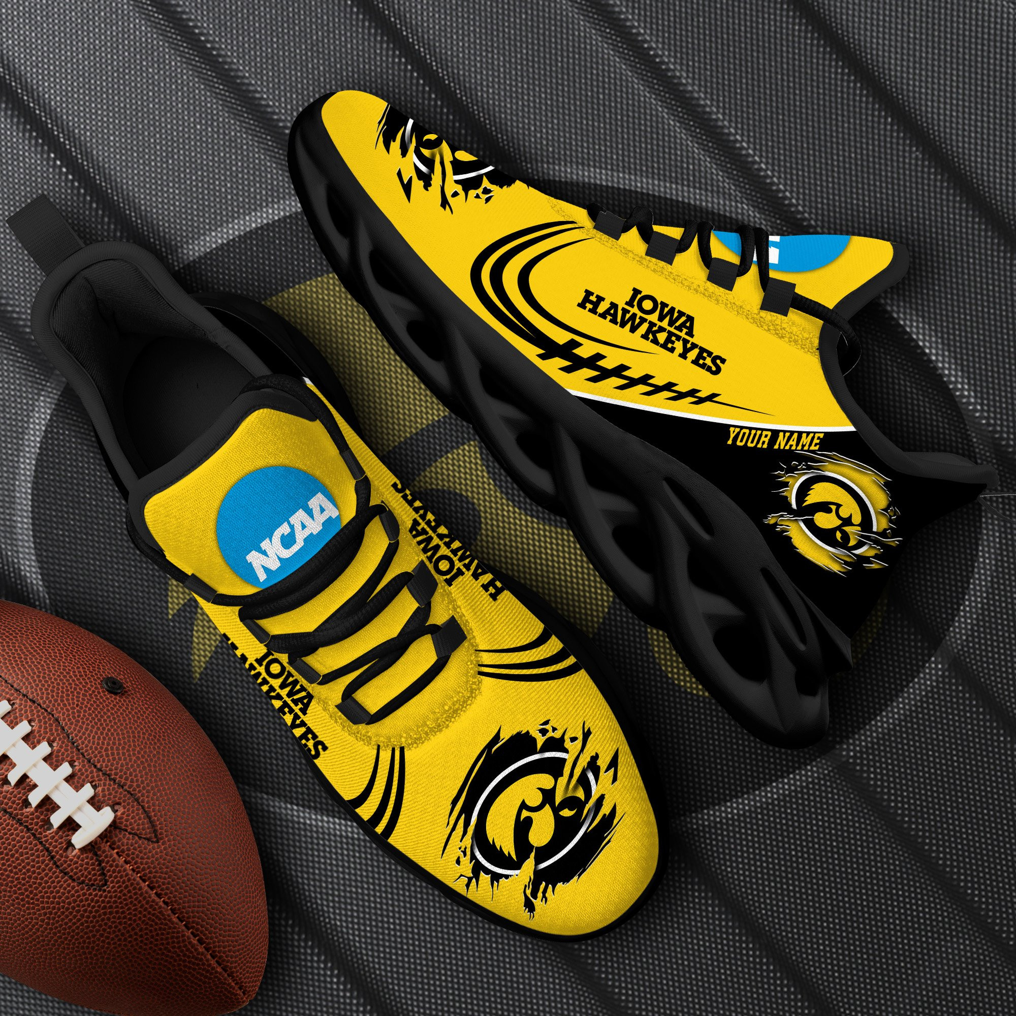 Iowa Hawkeyes Black Max Soul Shoes 2026 Versions Custom Name 016