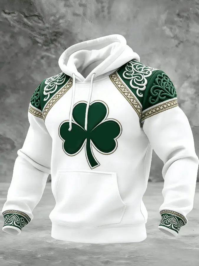 Irish Clover Hoodie Mens Saint Patrick's Day Outfits Gift for Husband Irish Clover Hoodie Mens Saint Patrick's Day Outfits Gift for Husband - Image 1
