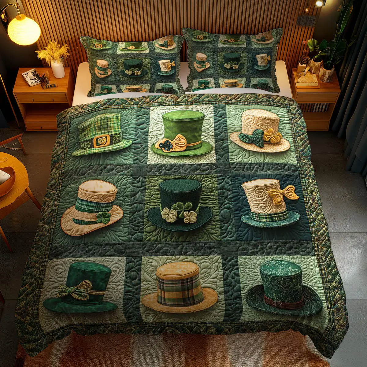 Irish Hat Patchwork Duvet Cover Set Quilt Bedding Set Bedspread Saint Patrick'S Day Gift Basket Ideas