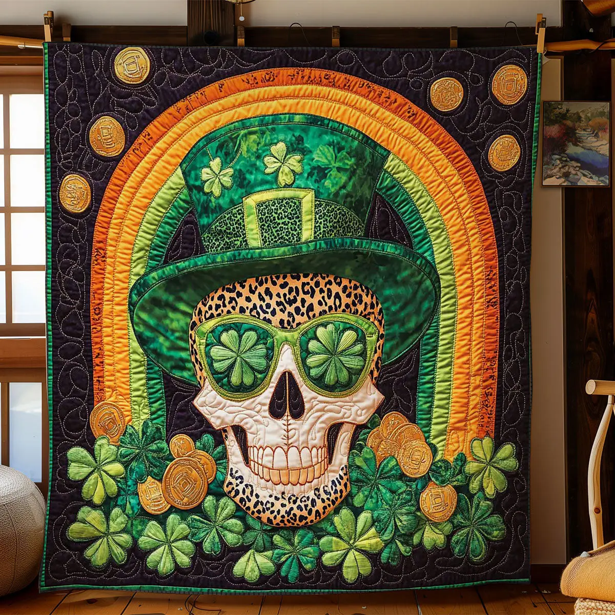 Irish Luck Skull Quilted Blanket Bedroom Decor Ideas St Pats Gifts For Lovers