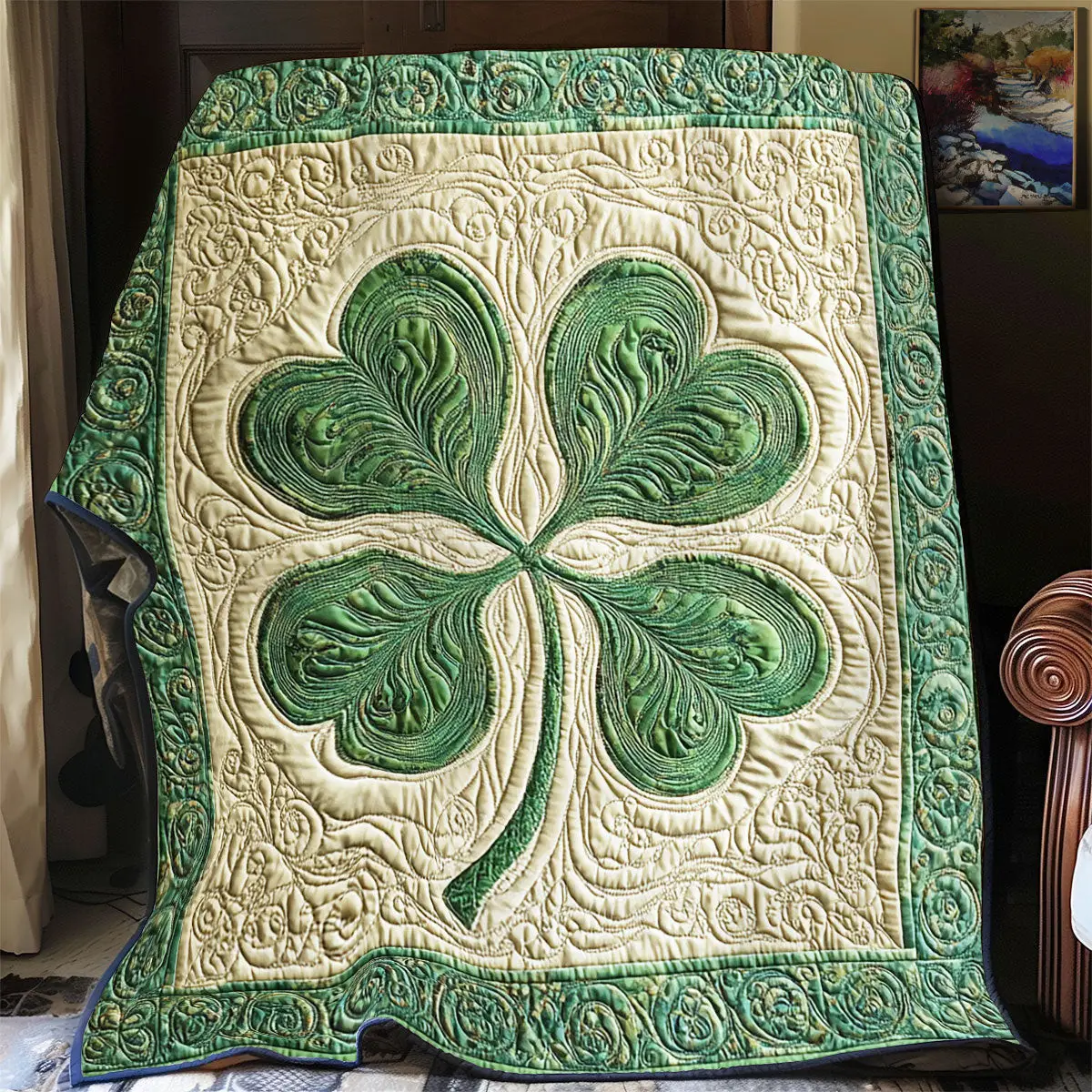 Irish Lucky Clover Quilt Blanket For Couch Mother's Day Gifts For Daughter