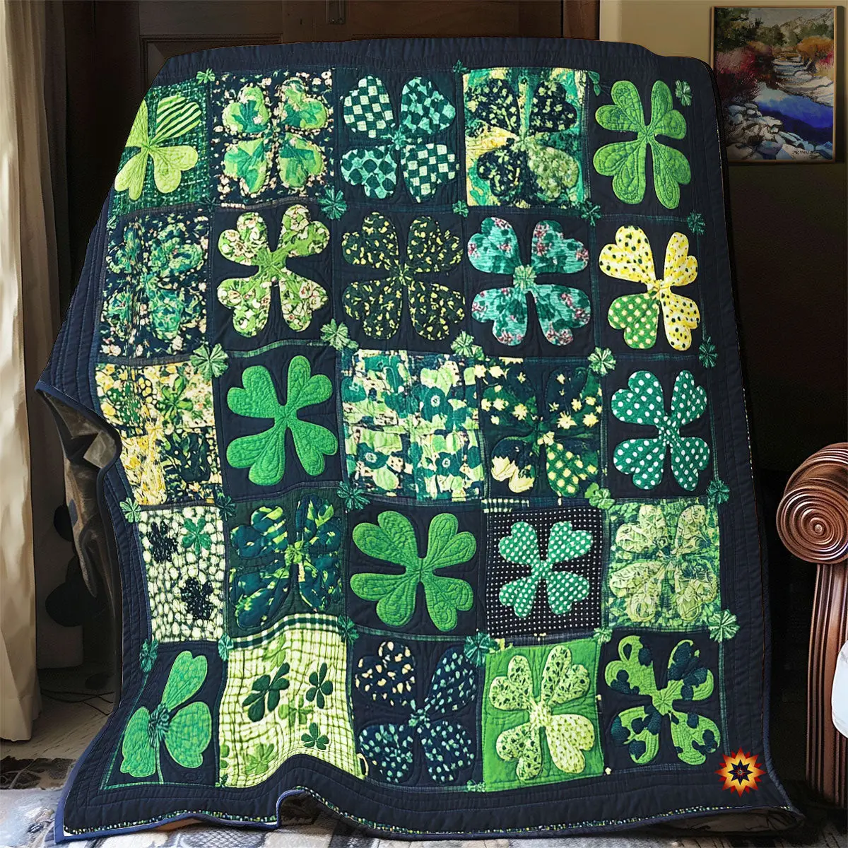 Irish Lucky Four Leaf Quilt Blanket Best Couch Throw Blanket St Patrick's Gift Ideas