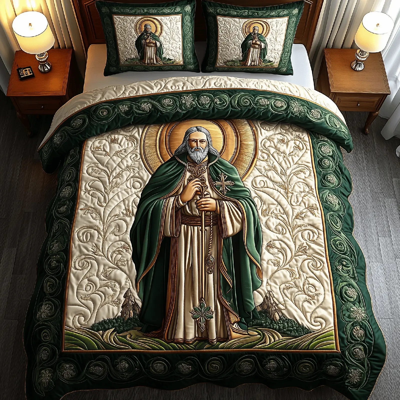Irish Saint Patrick Quilted Bedding Set St Pattys Day Gifts