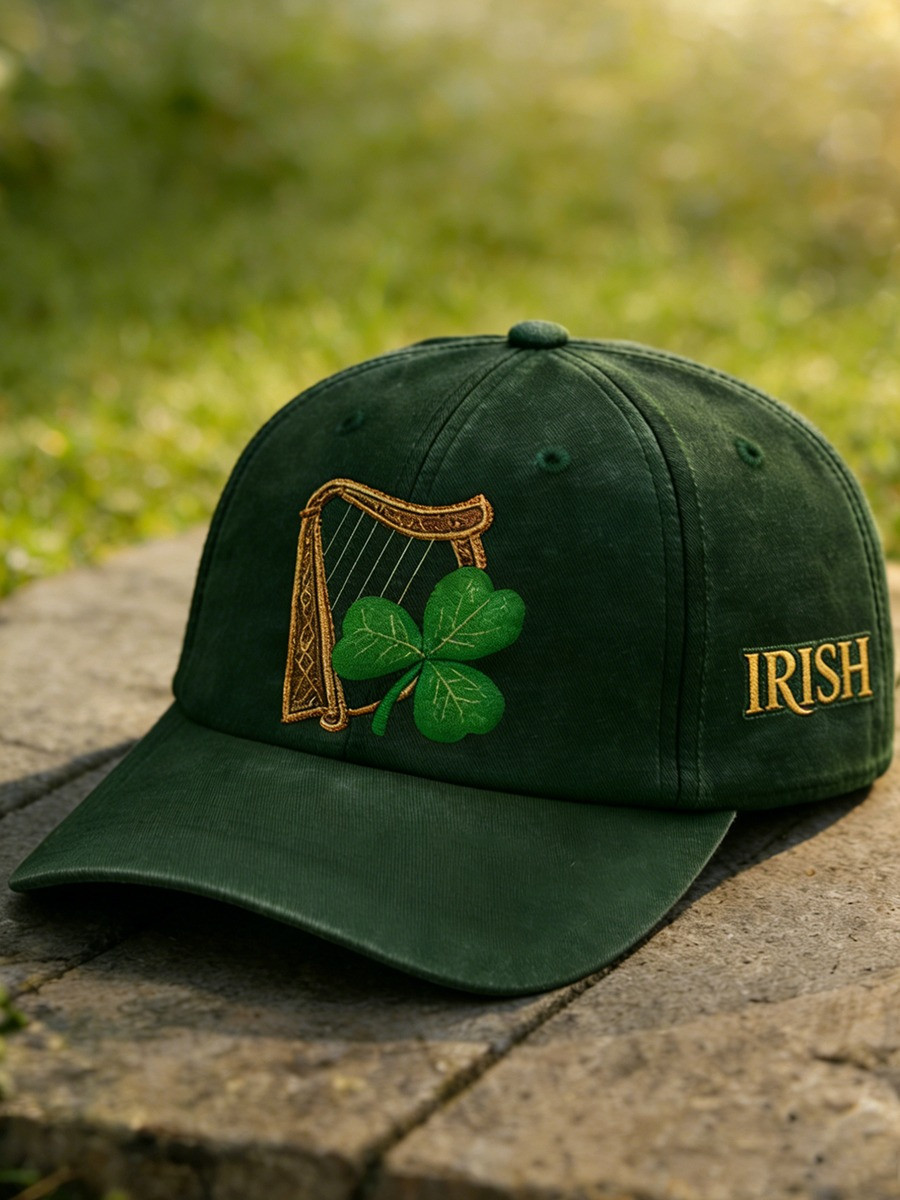 Irish Shamrock Harp Hat St Patrick’s Day Baseball Cap Green Merch Gifts For Him Her Irish Shamrock Harp Hat St Patrick’s Day Baseball Cap Green Merch Gifts For Him Her - Image 1