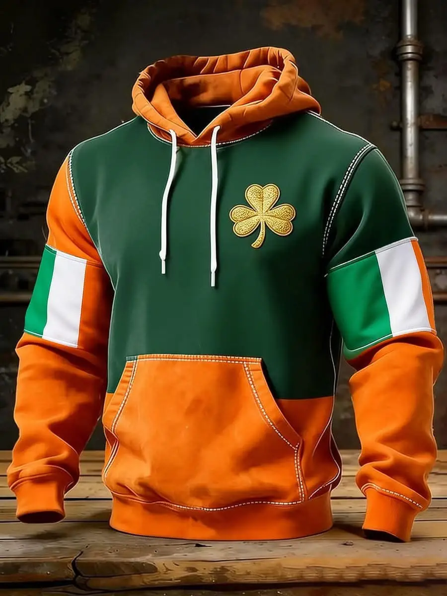 Irish Shamrock Hoodie Men's St Patrick's Day Clothing Gifts For Him Ireland