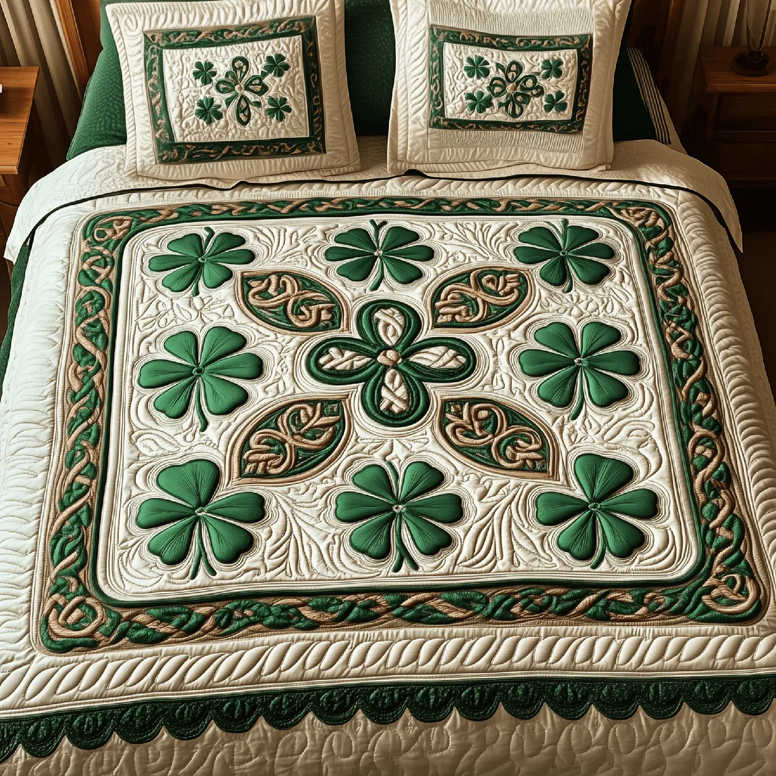 Irish Shamrock Quilted Bedding Set St Patrick's Day Duvet Cover Good Fathers Day Gifts