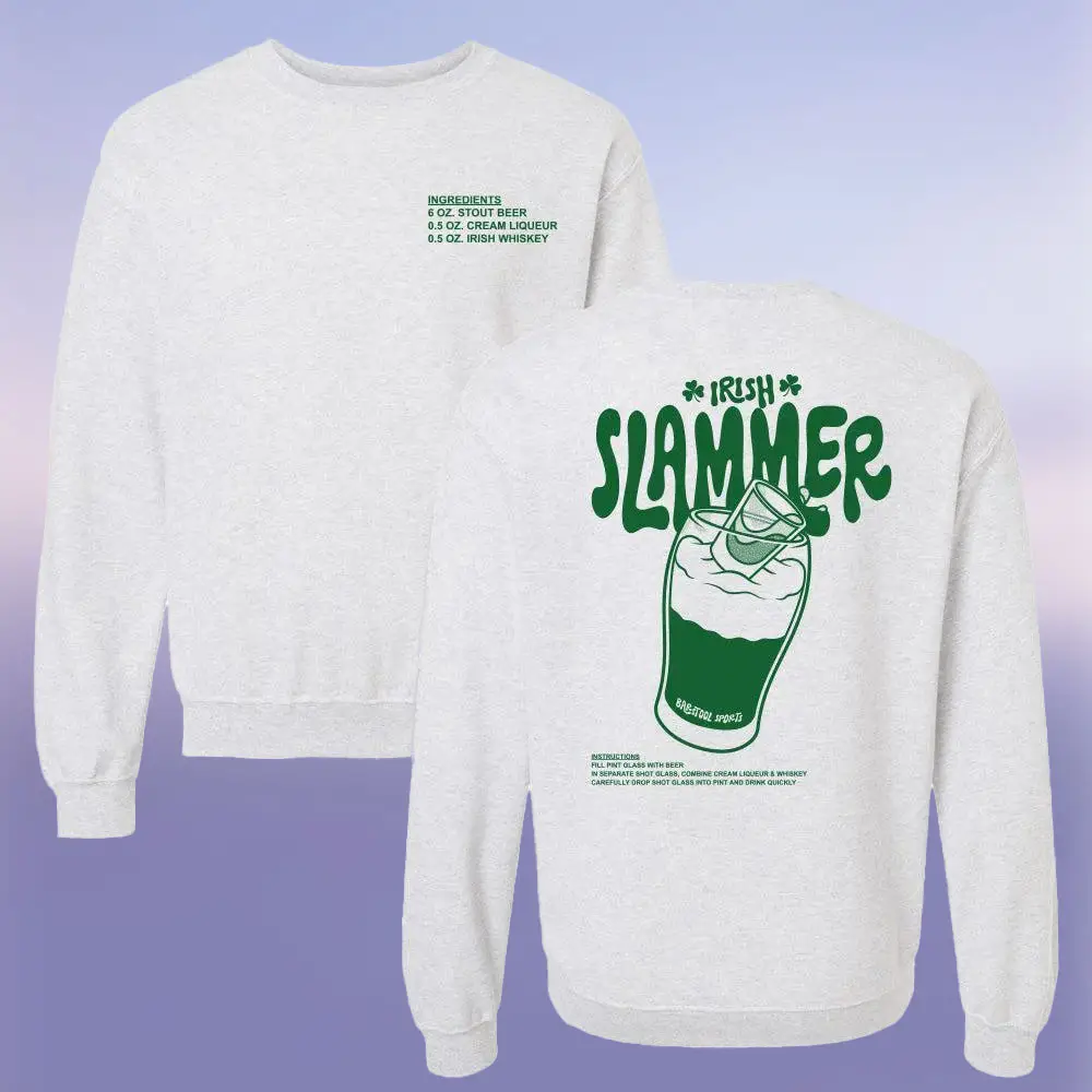 Irish Slammer Sweatshirt Irish Beer Lover Graphic Saint Patrick's Day Clothes