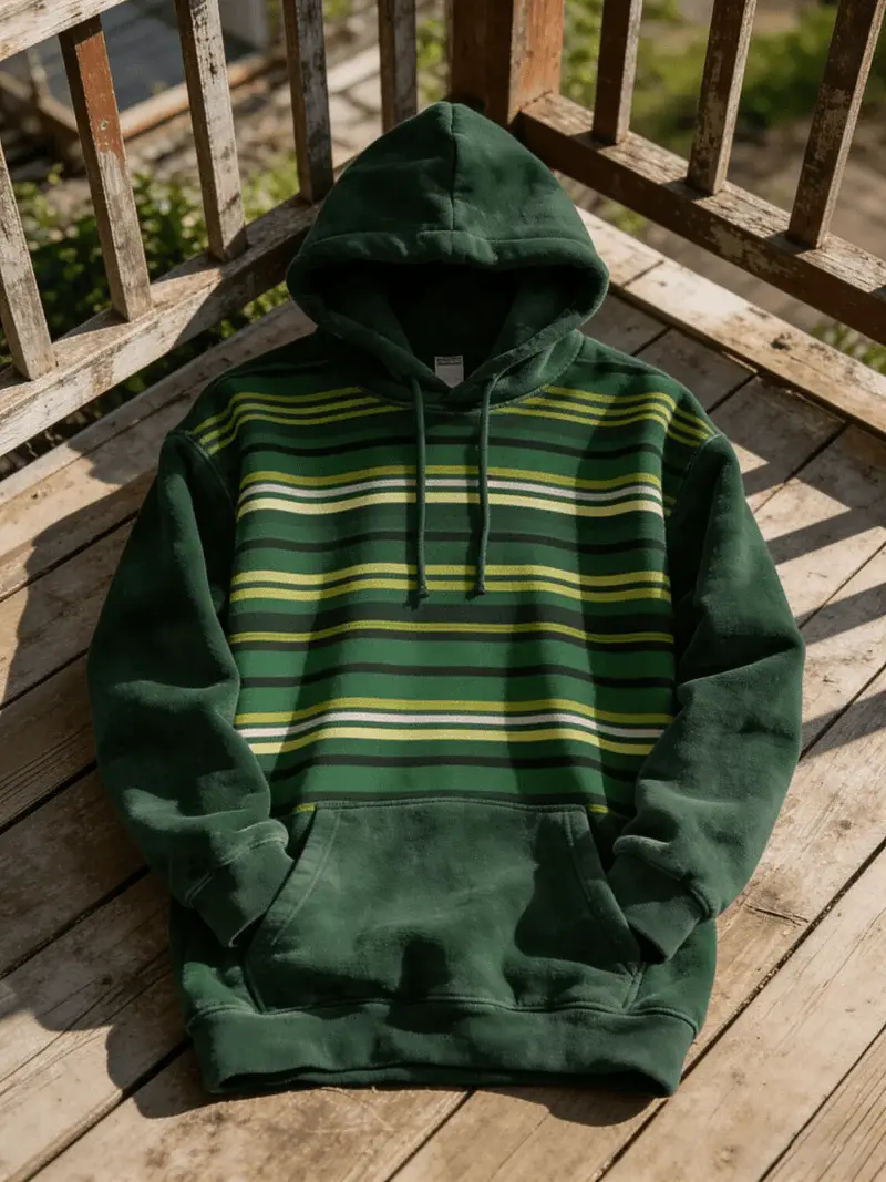 Irish Stripe Panel Hoodie St Patrick's Day Dark Green Yellow White Lucky Irish Party Outfit Irish Stripe Panel Hoodie St Patrick's Day Dark Green Yellow White Lucky Irish Party Outfit - Image 1