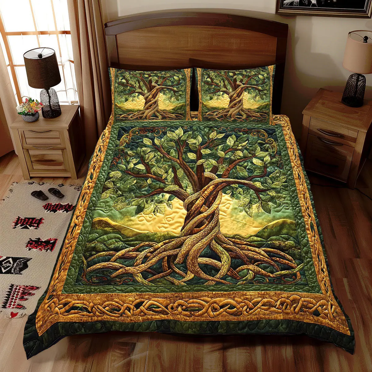 Irish Tree of Harmony Duvet Cover Set Quilt Bedding Set Bedspread St Patrick'S Day Gift Ideas
