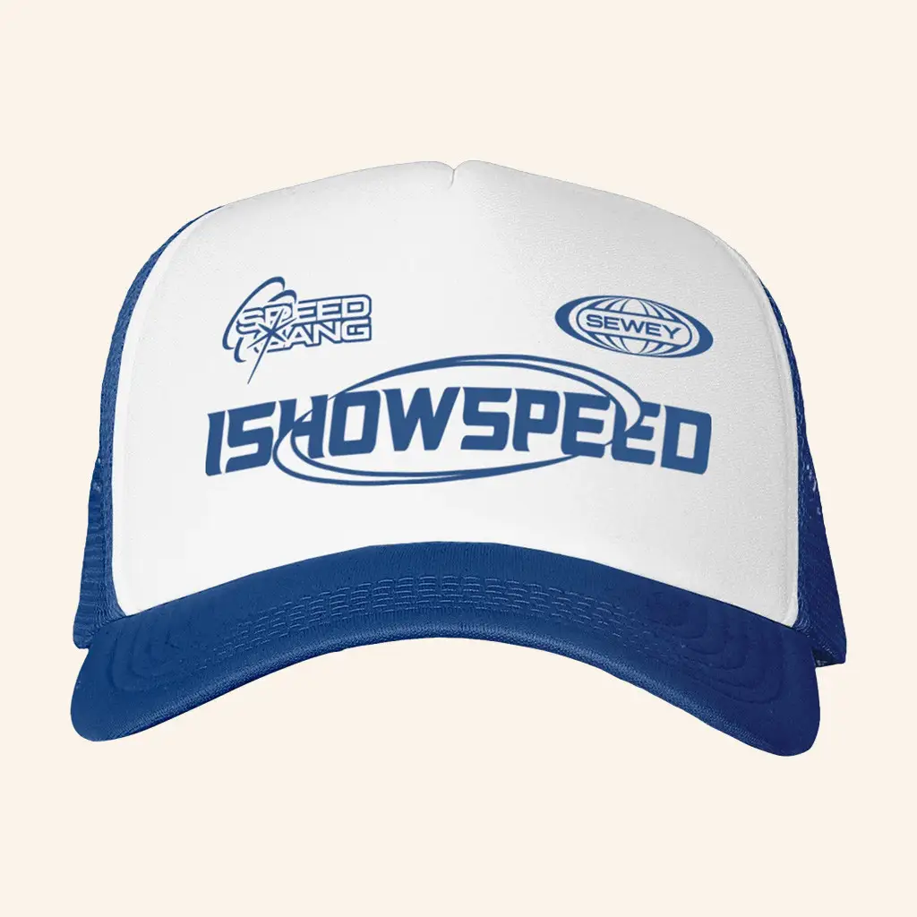 IShowSpeed Merch Racing Royal Trucker Hat Gift Ideas For Friends -WearandDecor IShowSpeed Merch Racing Royal Trucker Hat Gift Ideas For Friends -WearandDecor - Image 1