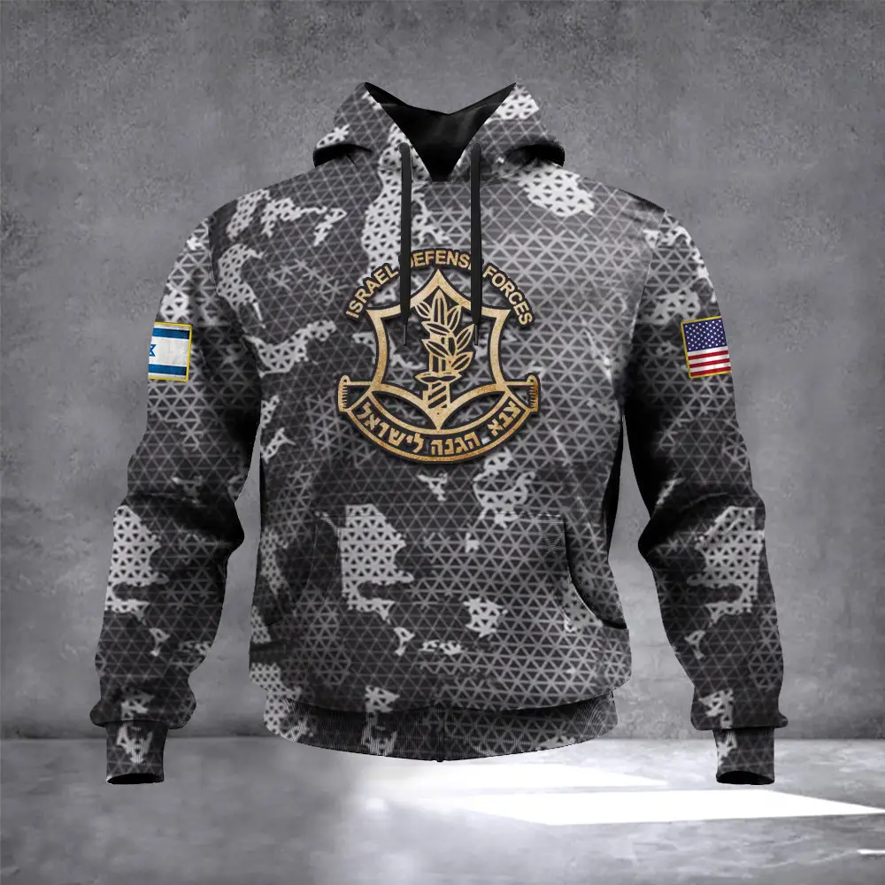 Israel Defense Forces Camo Hoodie USA I Stand With Israel Hoodie Stop War Israeli Merchandise