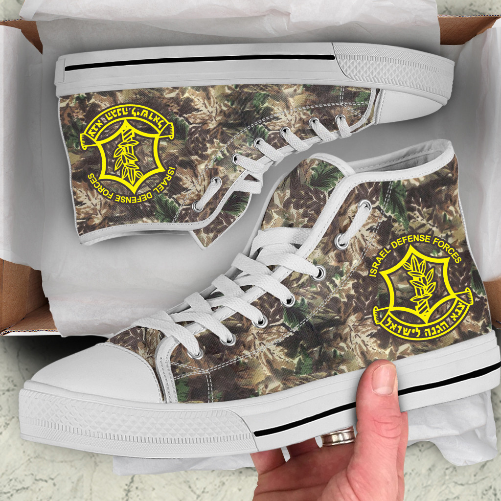 Israel Defense Forces High Top Shoes I Stand With Israel Camo Shoes Gifts For Him Her