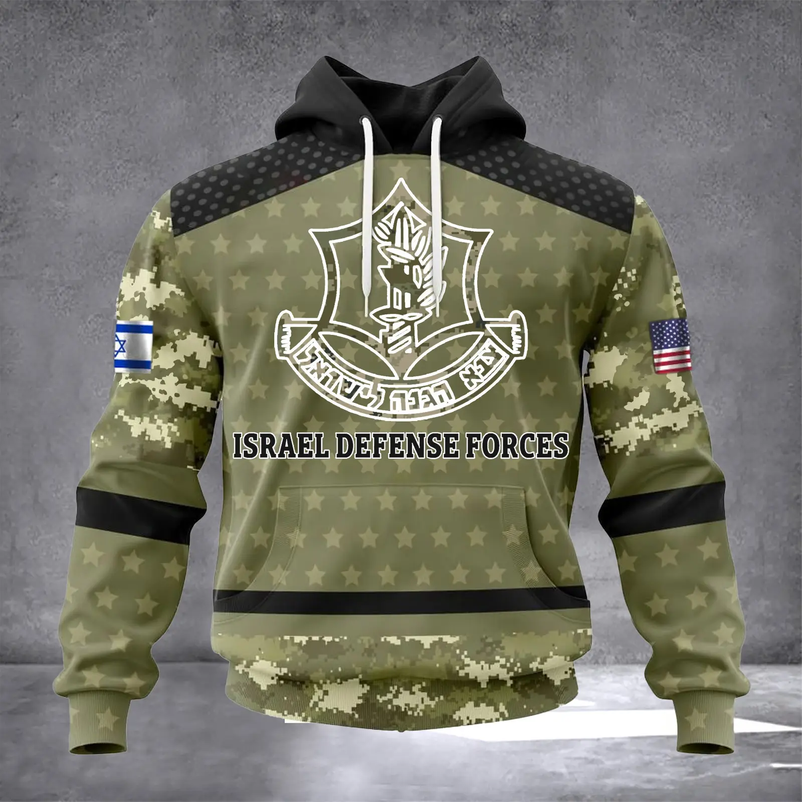 Israel Defense Forces Hoodie Camo Print IDF Sweatshirt Hooded Supporting Israel Merch Israel Defense Forces Hoodie Camo Print IDF Sweatshirt Hooded Supporting Israel Merch - Image 1