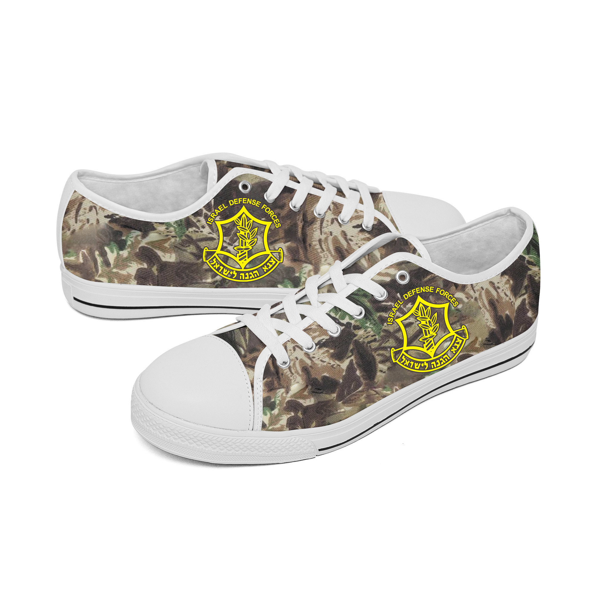 Israel Defense Forces Low Top Shoes I Stand With Israel Camo Shoes Gifts For Him Her