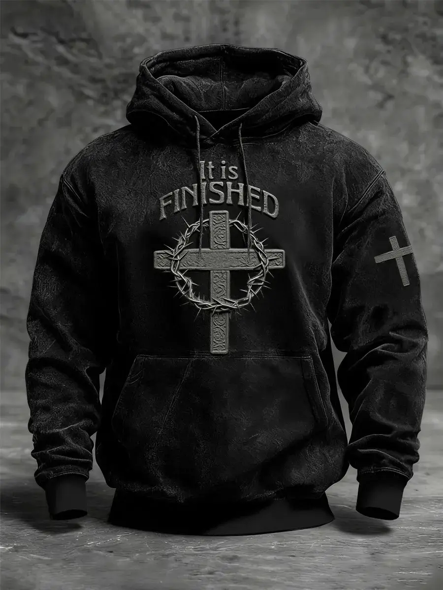 It Is Finished Crown Of Thorns Cross Hoodie Christian Faith Apparel Best Gift For Jesus Believers It Is Finished Crown Of Thorns Cross Hoodie Christian Faith Apparel Best Gift For Jesus Believers - Image 1