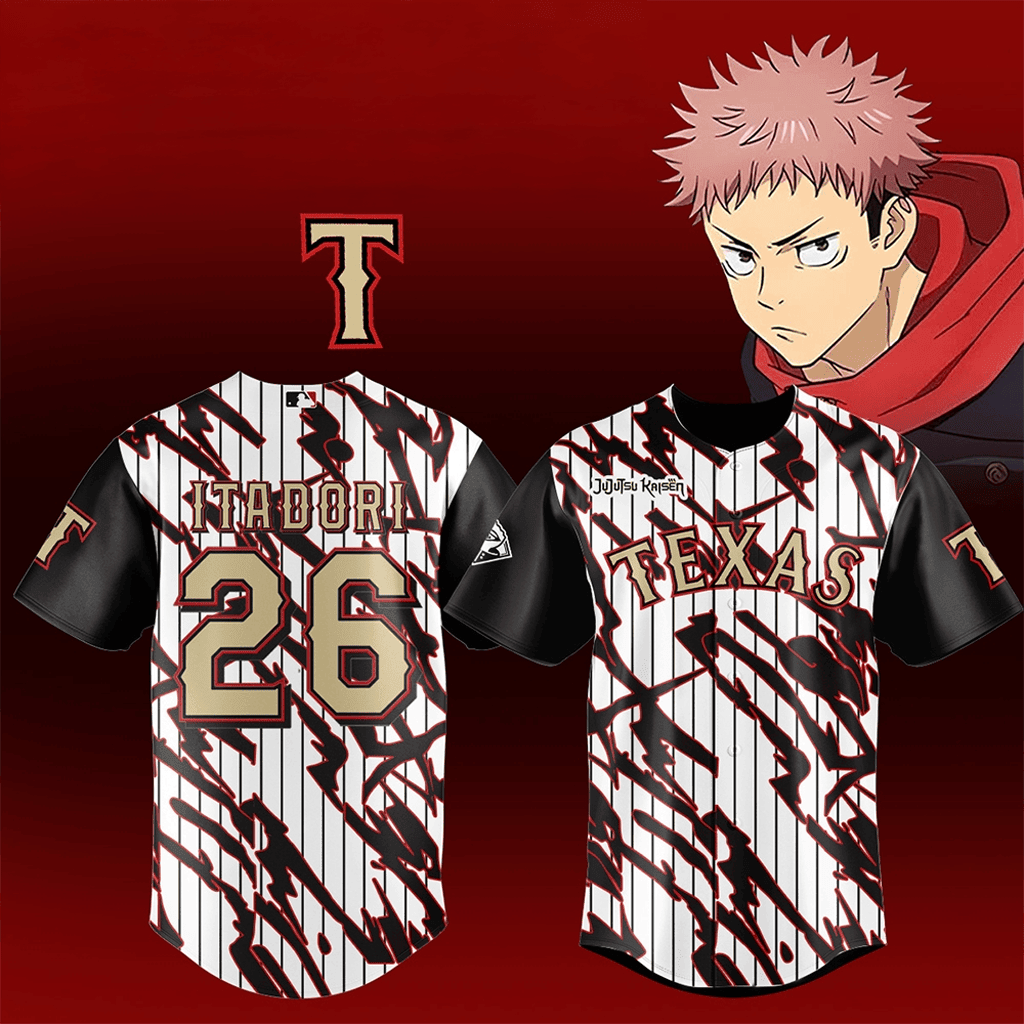Itadori #26 Texas Rangers Jujutsu Kaisen 2026 Jersey Rangers Merch Gifts For Baseball Fans