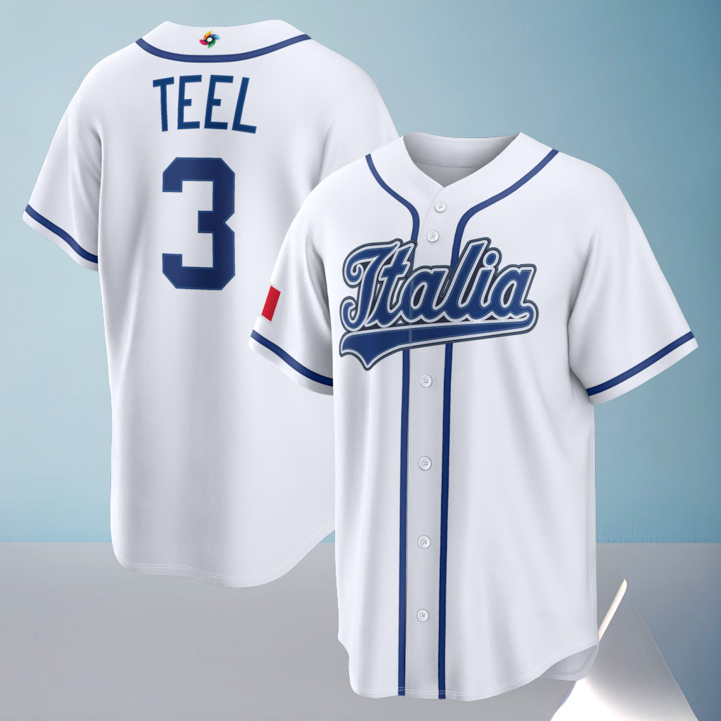Italy Baseball Kyle Teel Jersey 2026 World Baseball Classic Home Stadium Clothes Gift For Dad