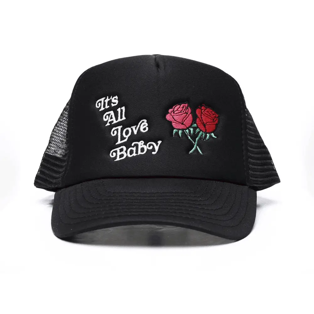 It's All Love Baby Trucker Hat Black Sentimental Father's Day Gifts -WearandDecor