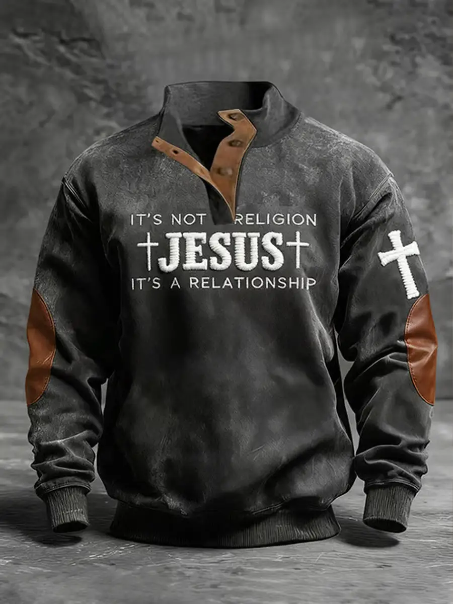It's Not A Religion Jesus Collar Stand Up Sweatshirt It's A Relationship Apparel Gifts Ideas