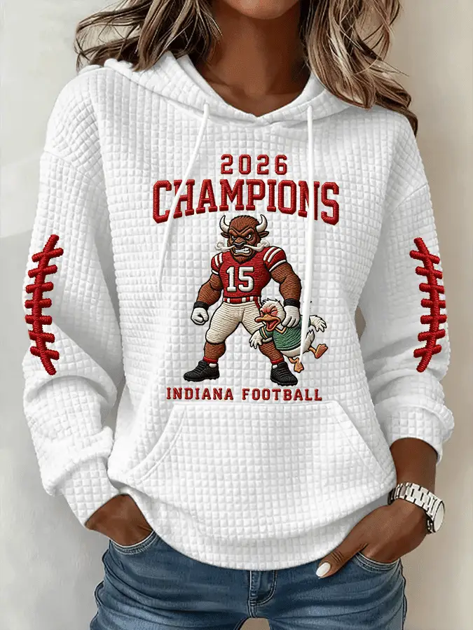 IU Football National Championship Hoodie Waffle Hoosiers Merch Best Clothes for Her