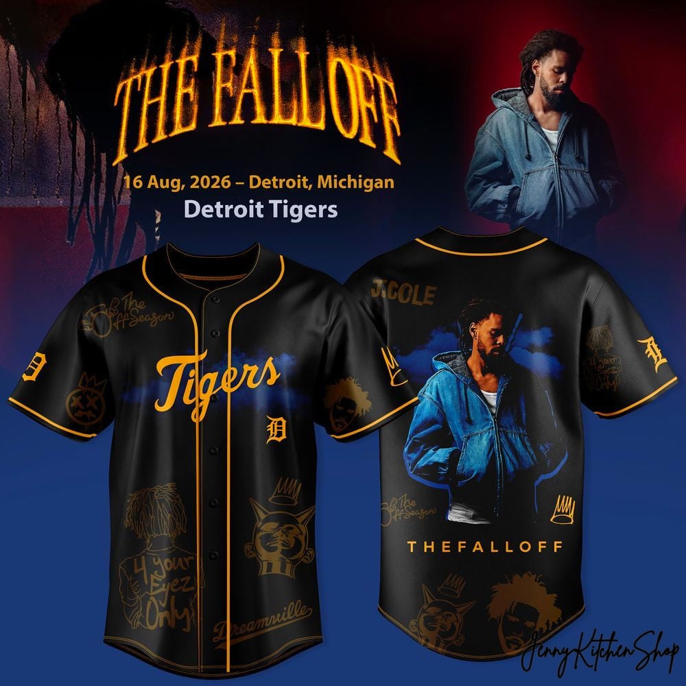 J Cole Merch Detroit Tigers X The Fall Off J Cole World Tour 2026 Baseball Jersey Gifts For Rapper Fans