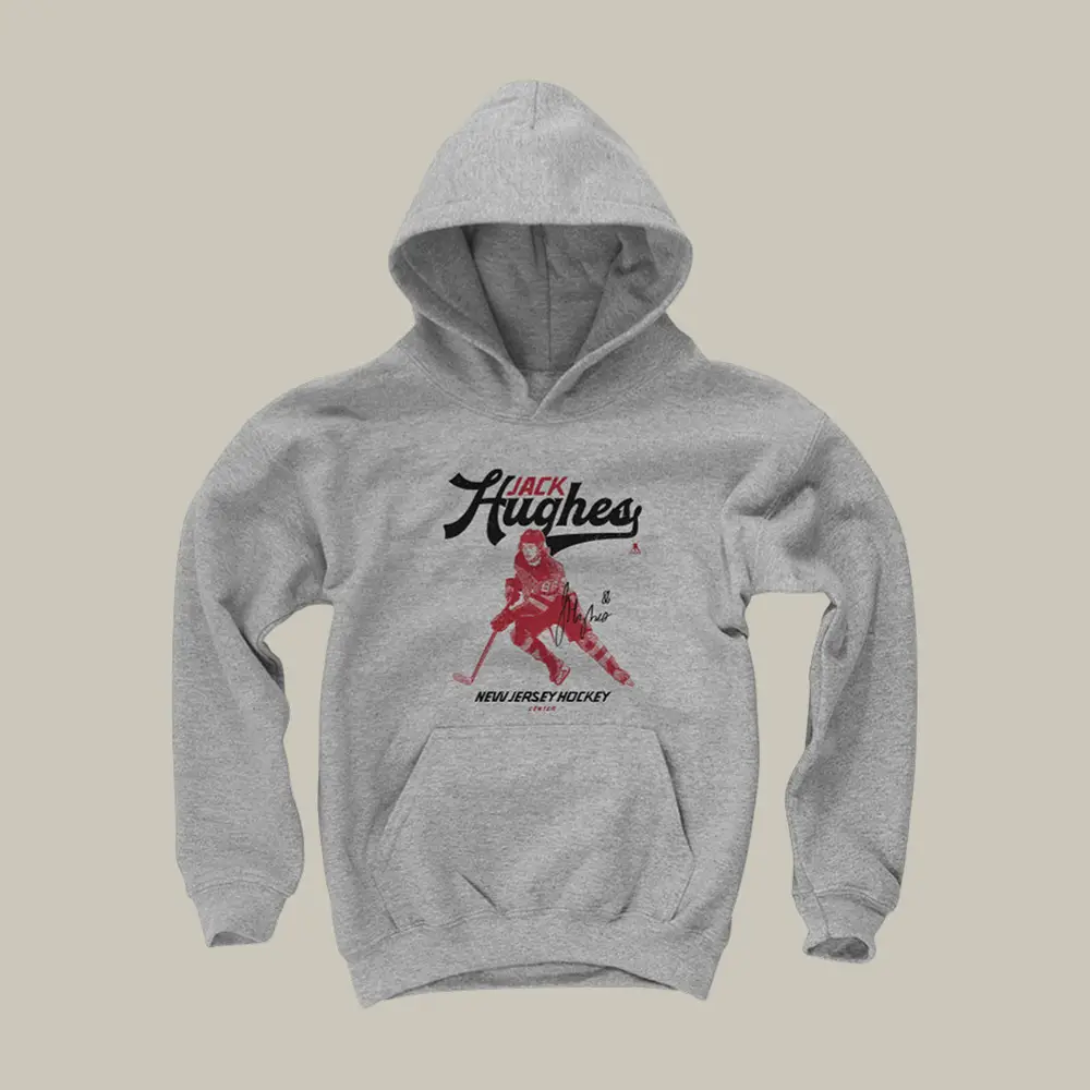 Jack Hughes New Jersey Vintage Hoodie Team USA Hockey Hooded Sweatshirt Fan Gear