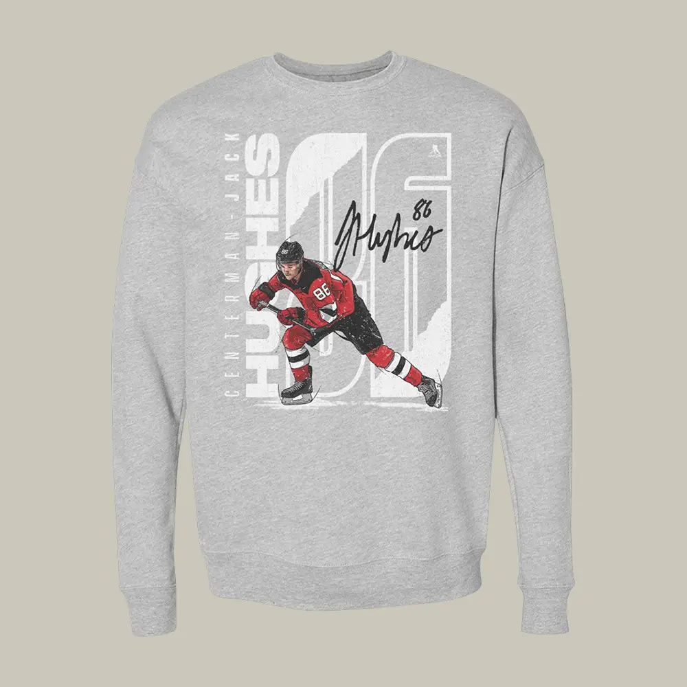 Jack Hughes Stretch New Jersey Devils Sweatshirt Team USA Hockey 2026 Clothing Line