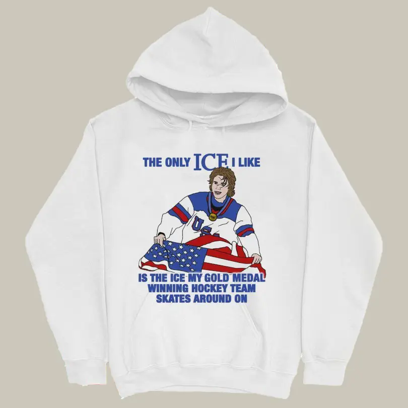 Jack Hughes The Only Ice I Like Is The Gold Medal Hoodie USA Hockey Gold Medal Merch Gift Idea
