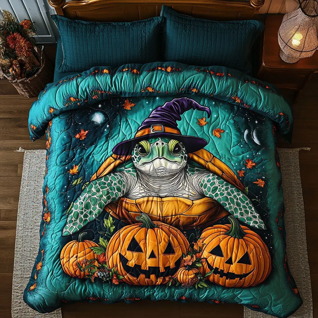 Jack O' Lantern Turtle Quilted Bedding Set Duvet Cover Bedspread Best Gifts Bedroom Decorative Jack O' Lantern Turtle Quilted Bedding Set Duvet Cover Bedspread Best Gifts Bedroom Decorative - Image 1