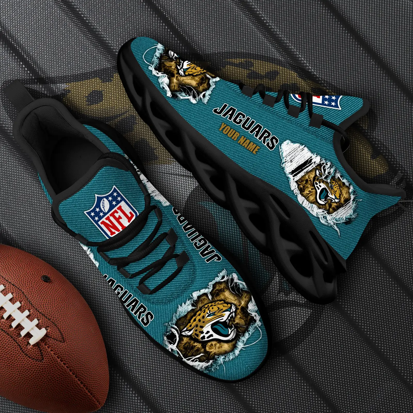 Jacksonville Jaguars Black Max Soul Shoes 2026 Versions Custom Name 554