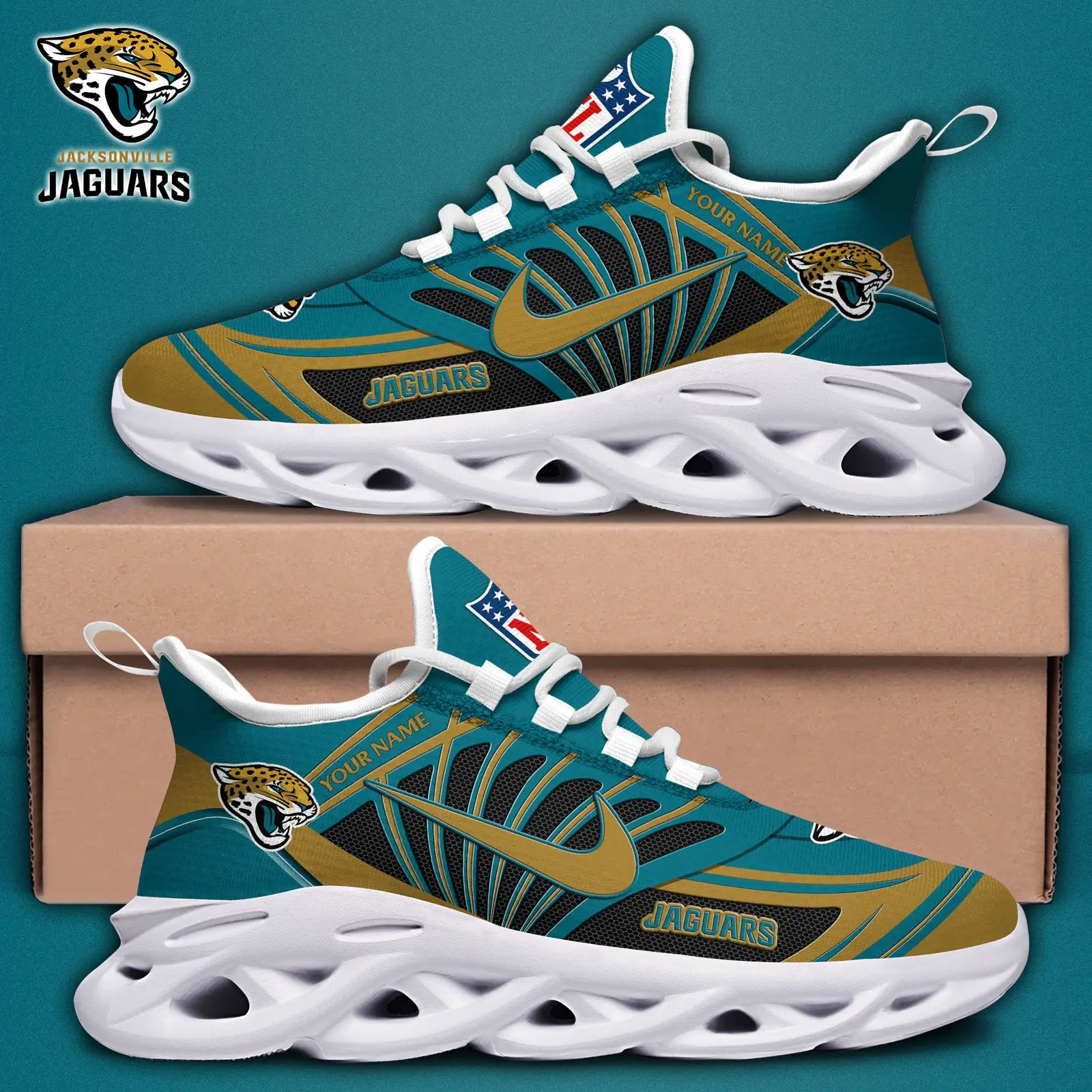 Jacksonville Jaguars Black Max Soul Shoes 2026 Versions Custom Name 898