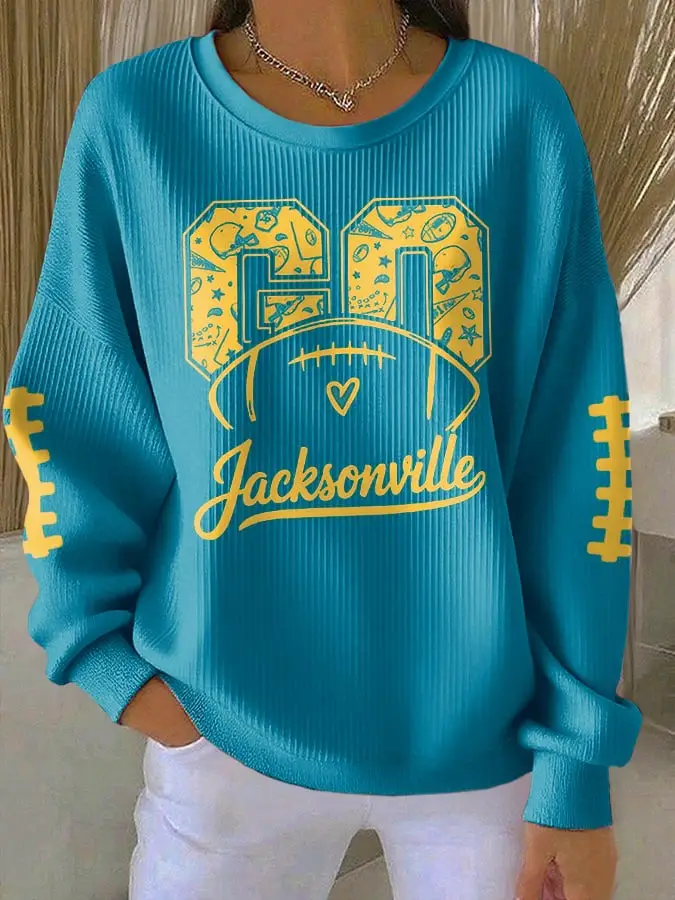 Jacksonville Jaguars Sweatshirt Go Jacksonville Football Merch Women's Game Day Clothing