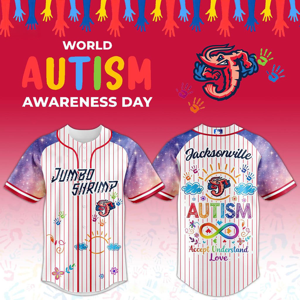 Jacksonville Jumbo Shrimp Autism Awareness Day 2026 Jersey Jumbo Shrimp Merch Gifts For Fans