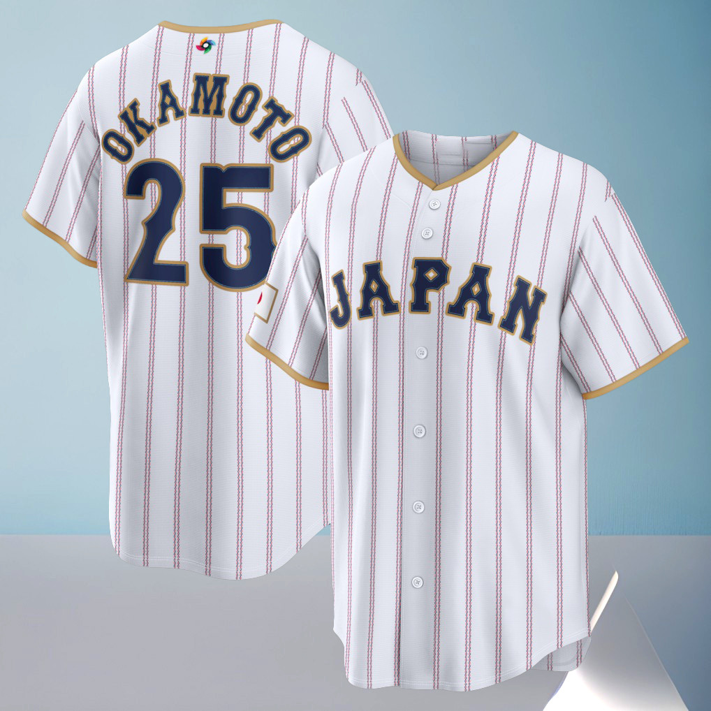 Japan Baseball Kazuma Okamoto Jersey 2026 World Baseball Classic Home Stadium Apparel Gift Ideas
