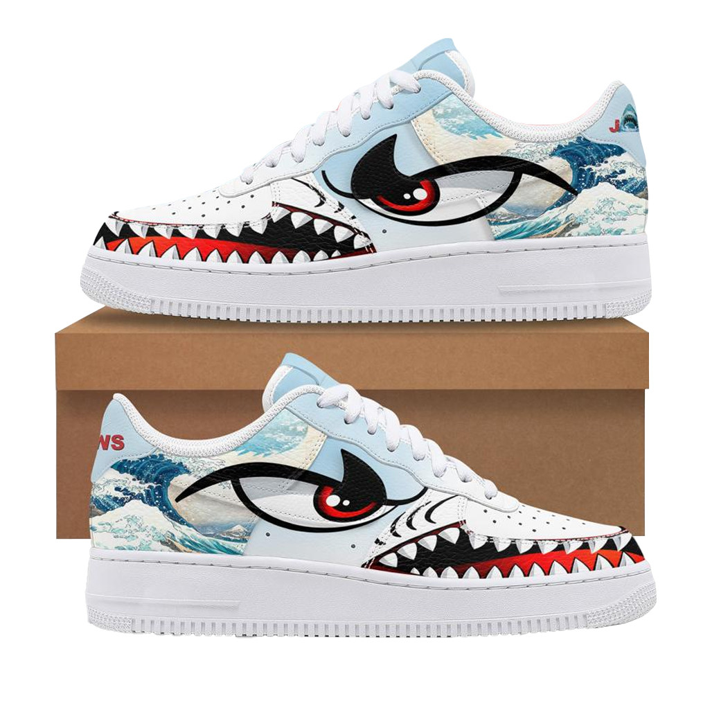 Jaws Air Force 1 Shoes Sneakers Jaws Air Force 1 Shoes Sneakers - Image 1