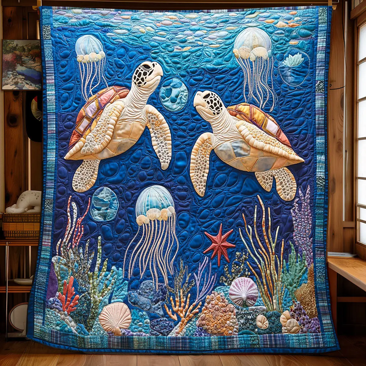 Jellyfish Turtle Quilt Premium Quilt Blanket Gift for Cozy Winter Nights