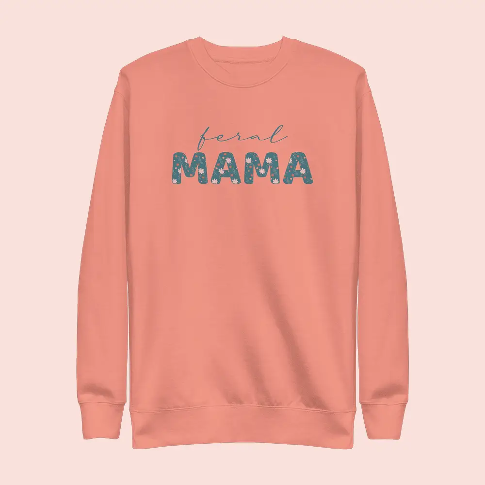 Jen Hamilton Merch Feral Mama Sweatshirt Blue Text Trendy Mom Apparel Gifts For Her