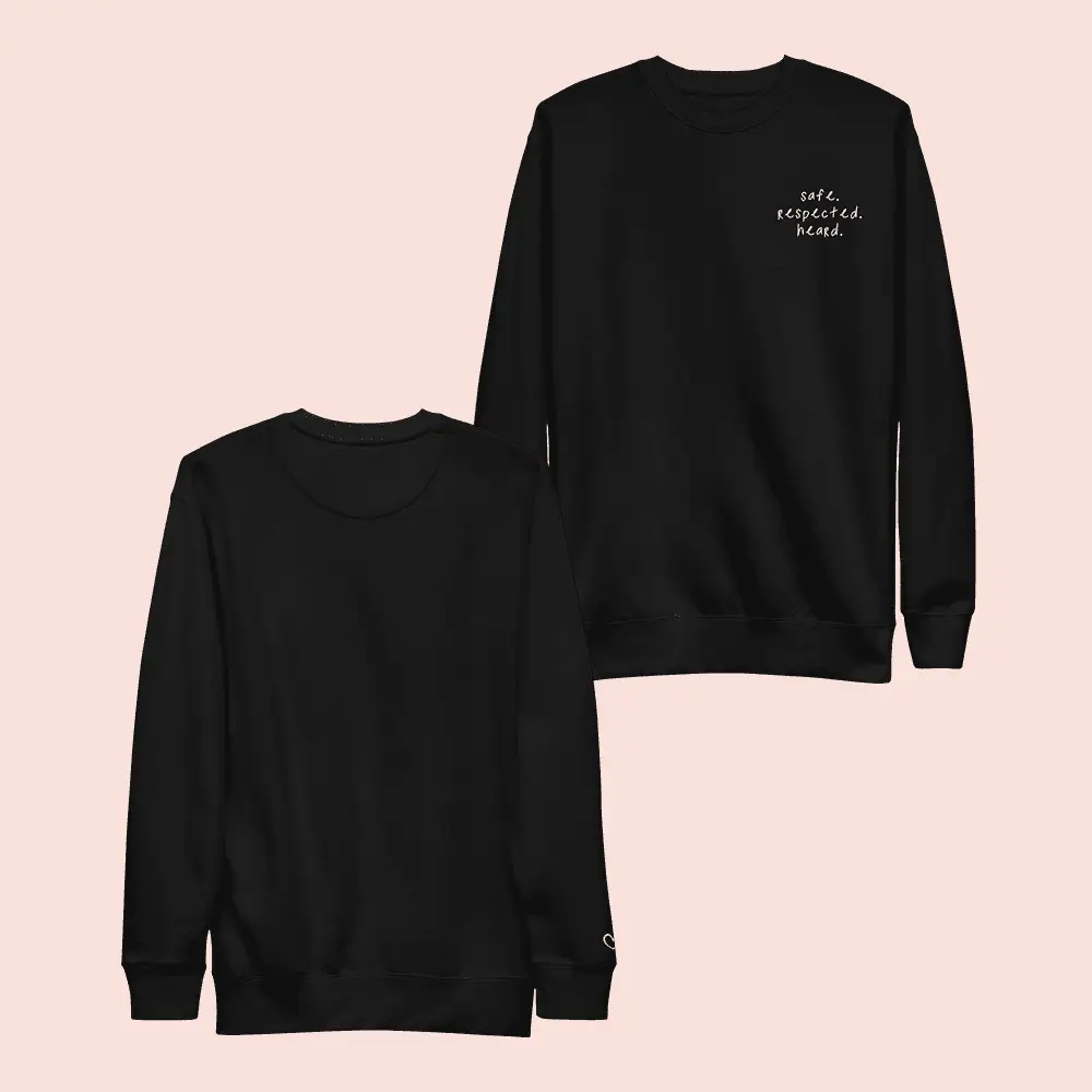 Jen Hamilton Merch Safe Respected Heard Black Sweatshirt Mental Health Awareness Apparel Gifts