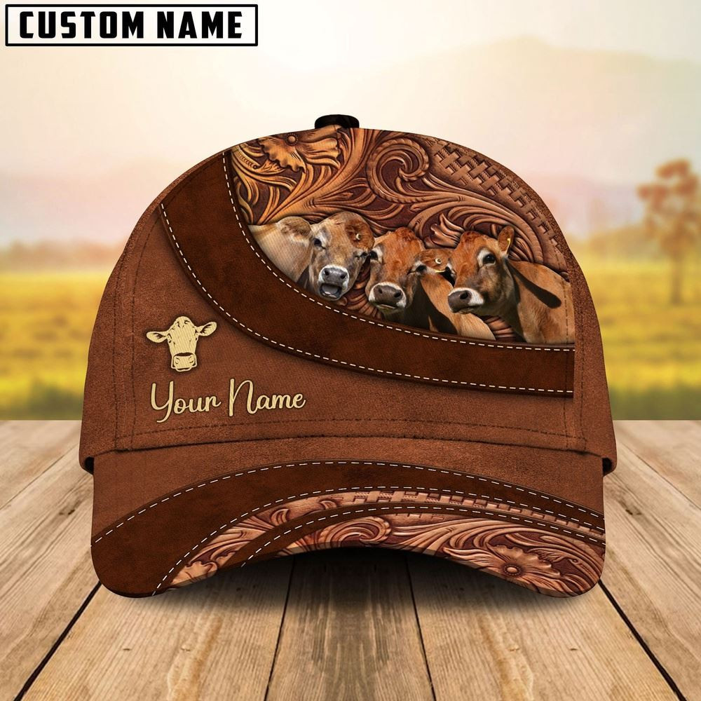 Jersey Farm Life Beauty Leather Pattern Customized 3D Cap Farmer Baseball Cap Gift For Farmer